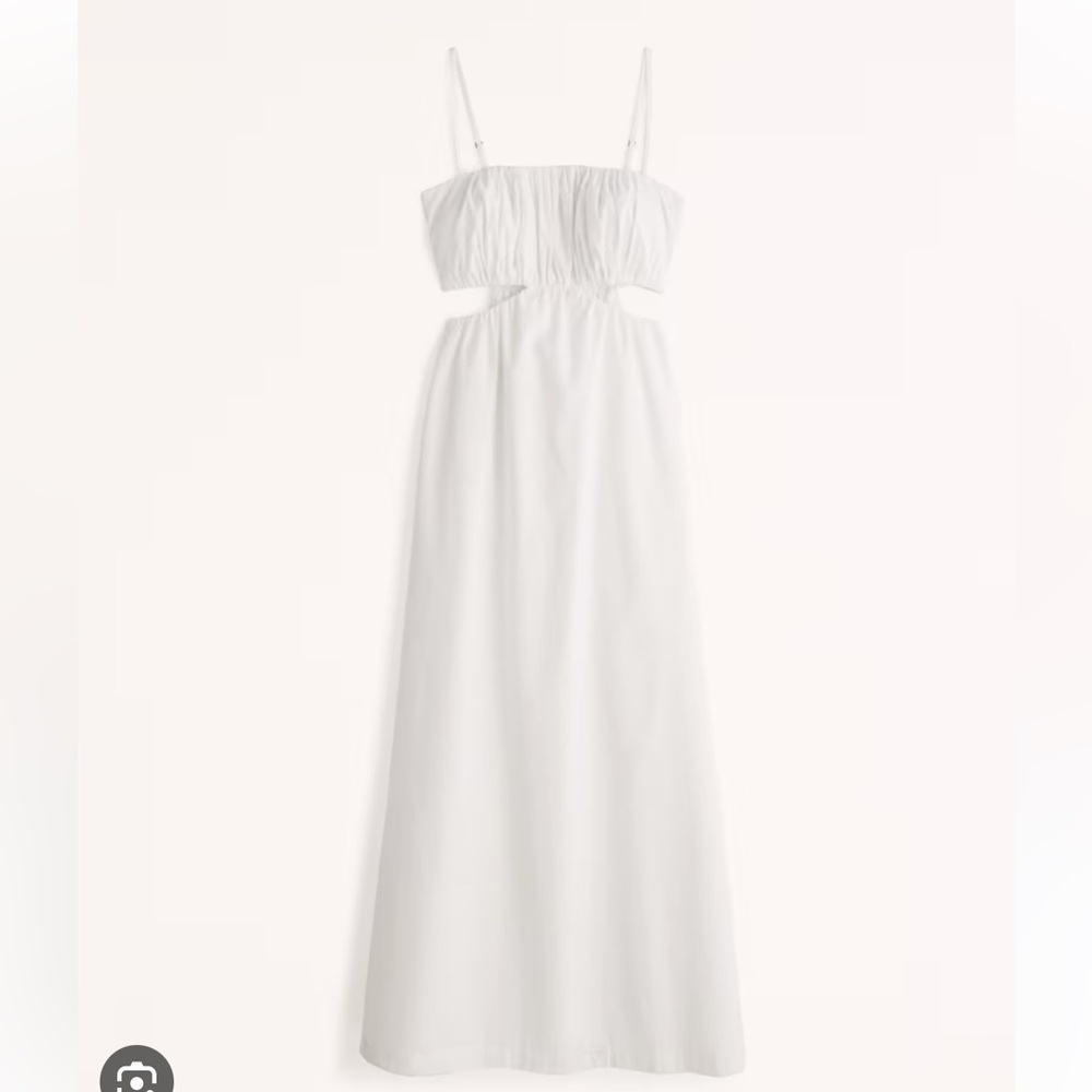 Abercrombie & Fitch Bubble Top White Maxi Dress w Side Cut-outs, sz MP